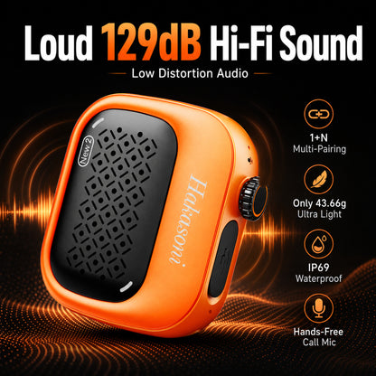 Hakasoni‑New2‑Wearable‑Speaker‑Sunrise Orange‑Collar Clip
