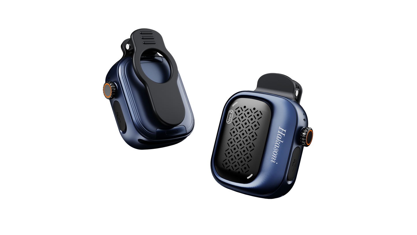 Hakasoni‑New2‑Wearable‑Speaker‑Ocean Blue‑Collar Clip