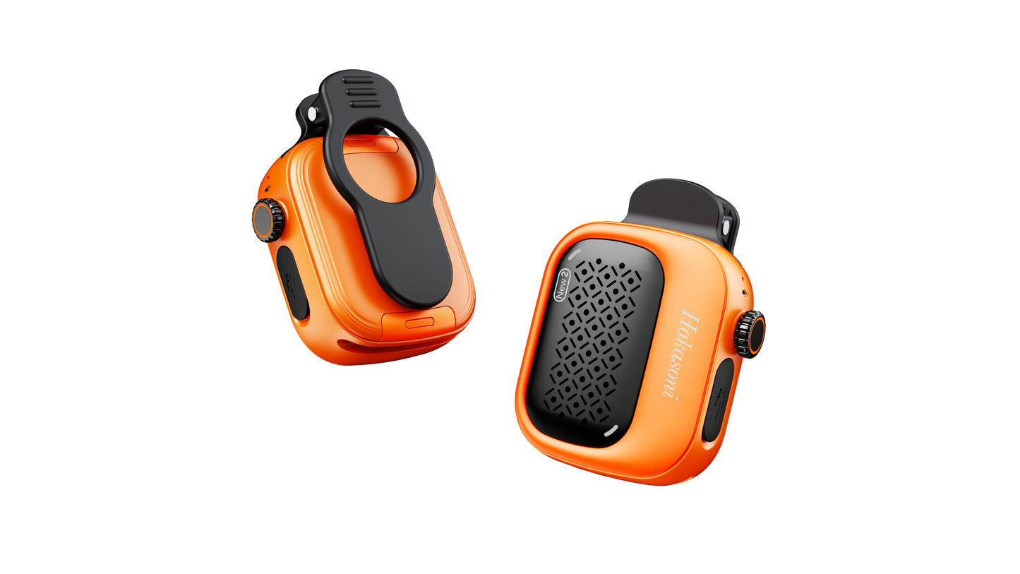 Hakasoni‑New2‑Wearable‑Speaker‑Sunrise Orange‑Collar Clip